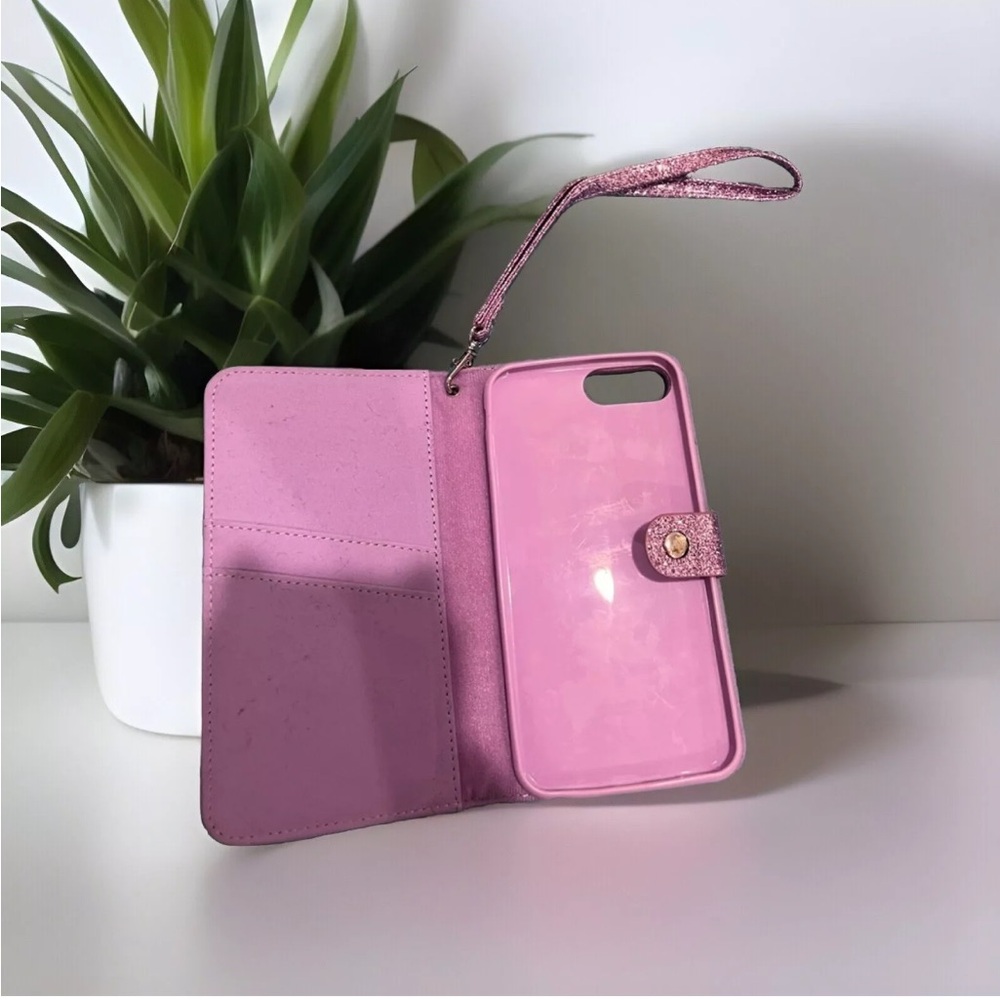 Sparkly purple iPhone 8 Plus wallet phone case